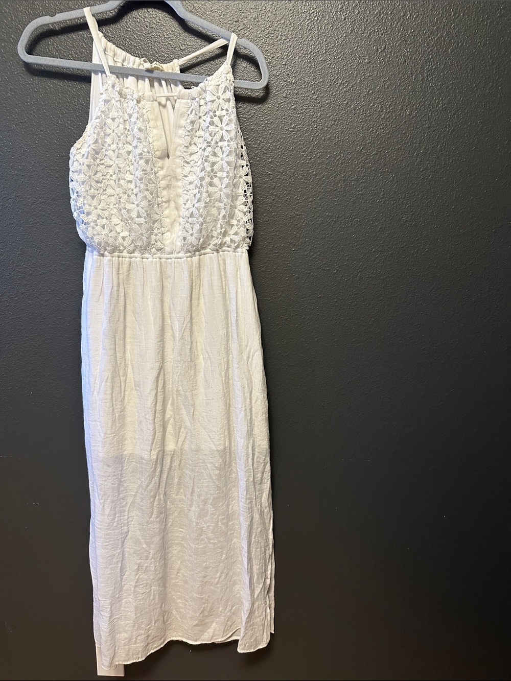White Crochet Bodice Maxi Dress